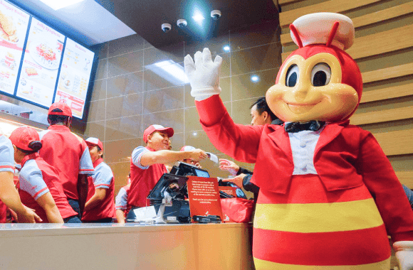 Jollibee mascot waving