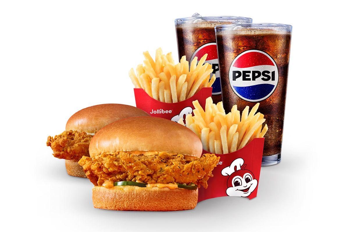 2 Chicken Sandwiches with 2 sides of Jolly Crispy Fries and 2 fountain drinks Meal Deal